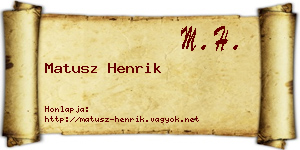 Matusz Henrik névjegykártya